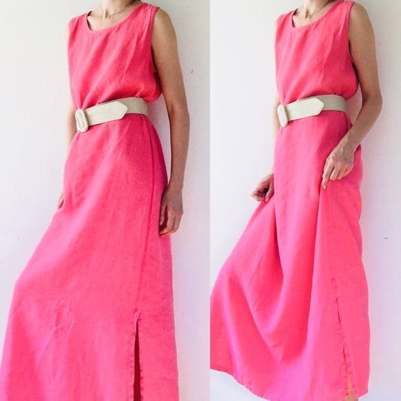 Watermelon pink linen dress - Picture 7 of 14